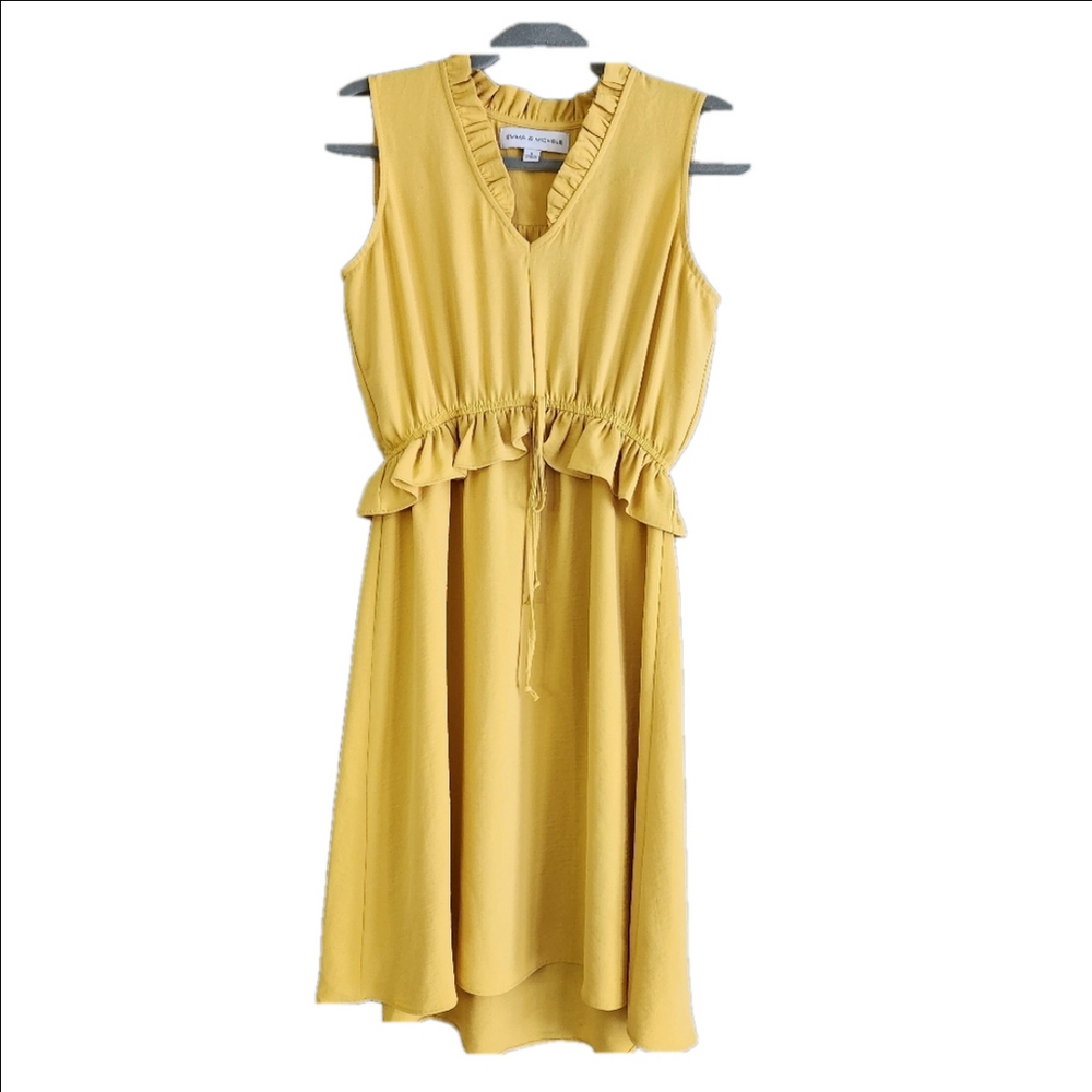 Emma & Michelle Yellow Mustard size Small sleeveless dress elastic waist